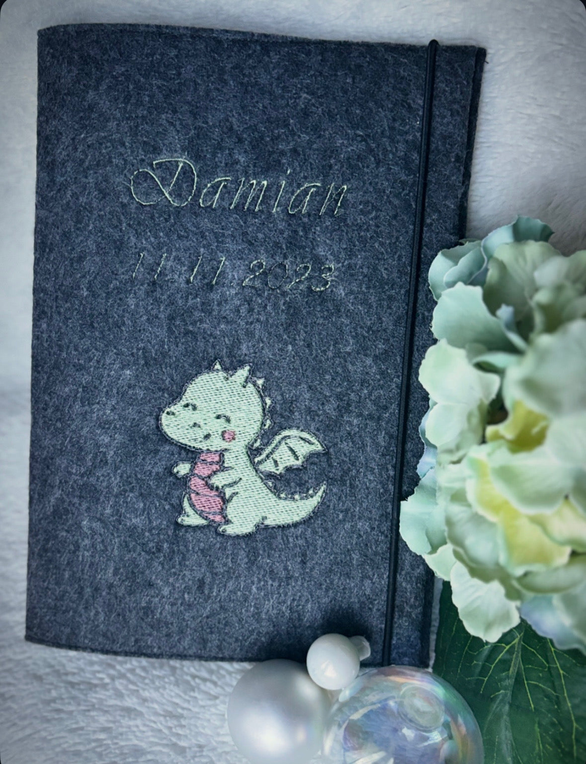 Gesundheitshefthülle dunkelgrau meliert